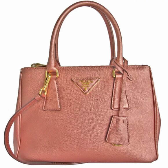 PRADA Handbag Shoulder Bag Metallic pink leather - Picture 1 of 14
